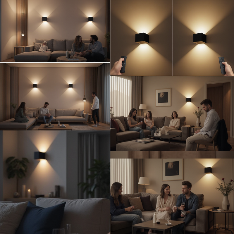 MovoLuxe Premium wall light lifestyle shot, elegant room lighting dimmable