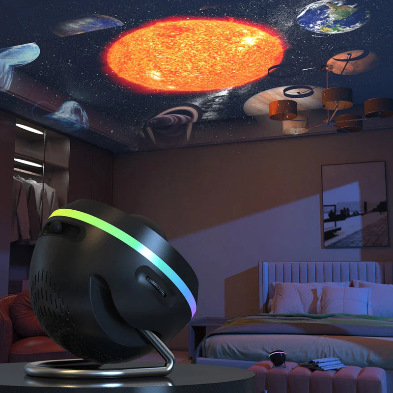 Galaxy Star Projector Lamp close-up of the rotating LED dome and housing star ceiling light projector
