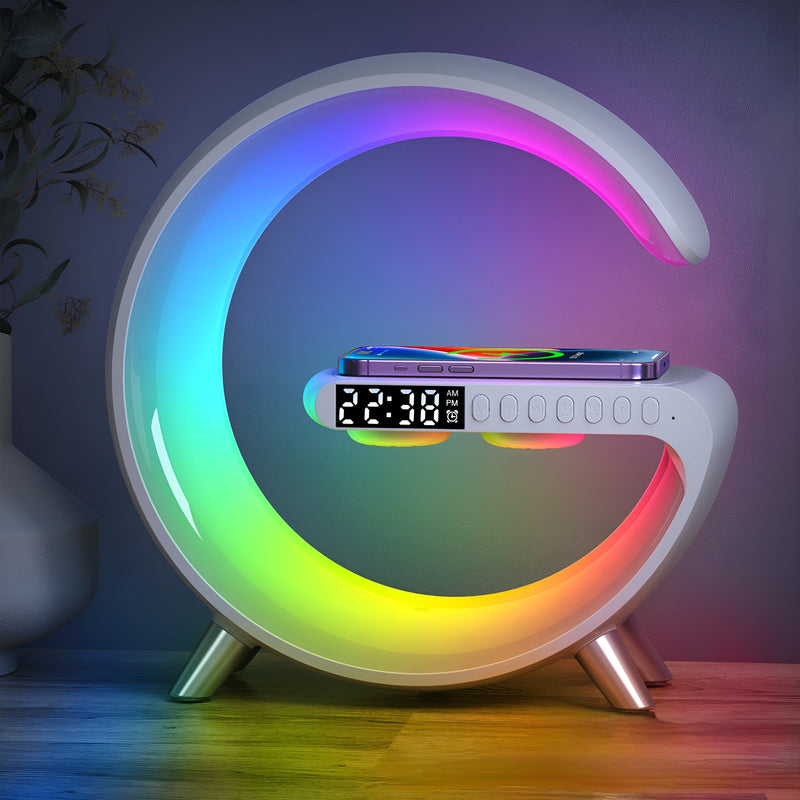 Bluetooth alarm clock 3-in-1 bedside digital clock full view with wireless charging