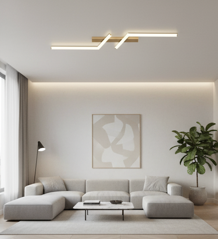 Linear LED Ceiling Light remote control handset close-up showing dimming and colour temperature functions dimmable ceiling light fixture