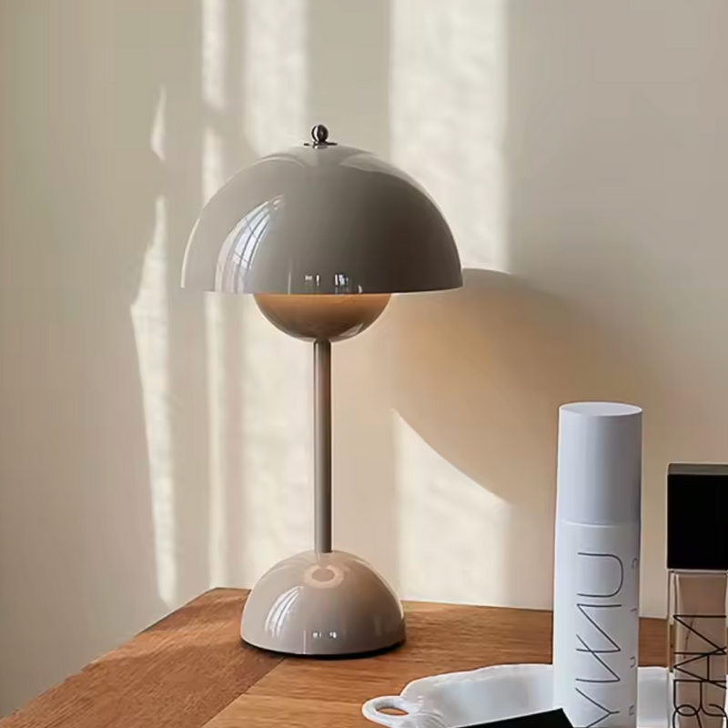 VivoLume Designer Table Lamp lifestyle setting showing dimmable touch control in use designer led desk lamp