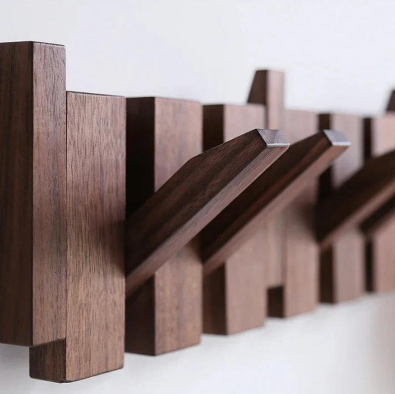 Piano wooden wall coat rack dimensioned drawing, solid wood coat rack measurements