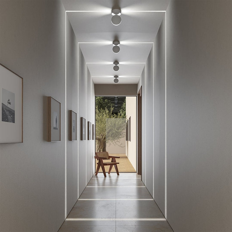 Strahlenquadrat wall light front view, square design dimmable LED wall lamp