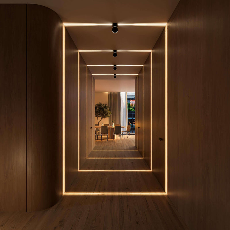 Strahlenquadrat LED wall light product view, elegant design indoor lighting