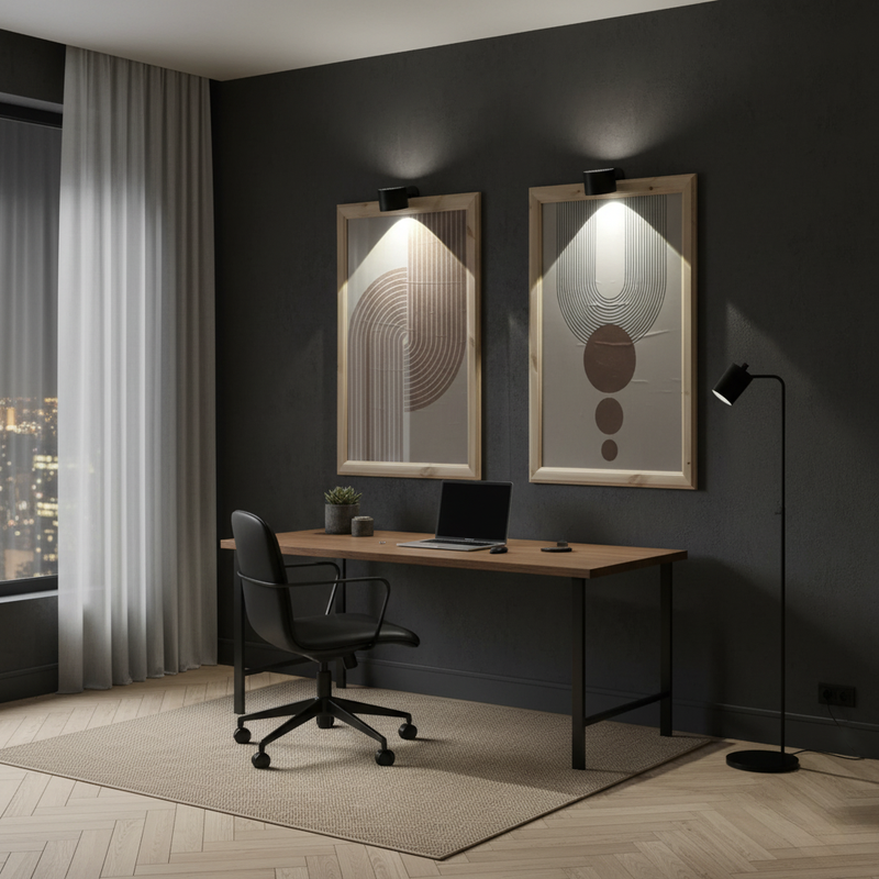 AuraBeam Double Sided Beam Table Lamp lifestyle flat lay showing USB charging port and touch dimmer interface contemporary table lamp uk