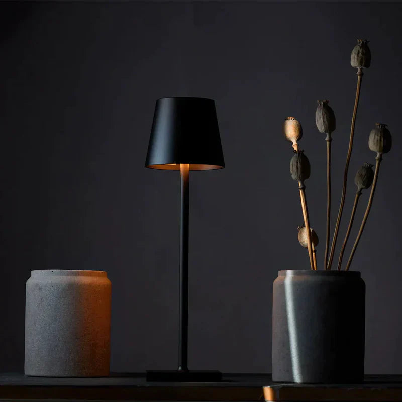 AuraLite Modern Table Lamp in matte black finish displayed as a standalone product shot, modern atmosphere table lamp