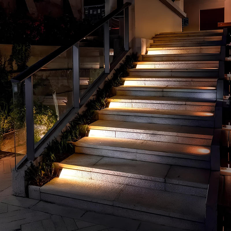 EcoGlow Outdoor Solar Path Lights side profile view showing low-profile design and ground spike installation solar ground lights outdoor