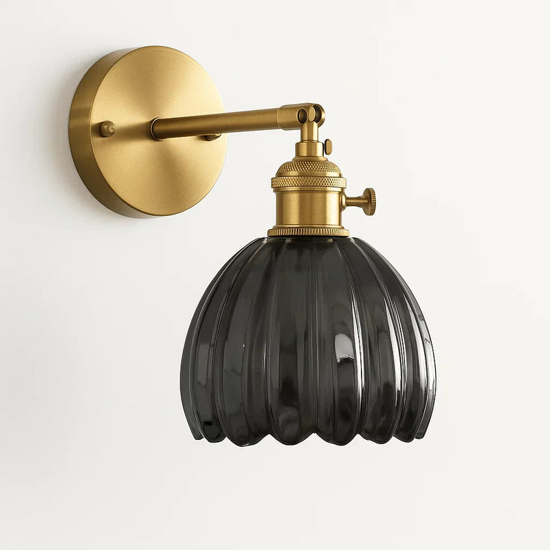 TulipGlow wall lamp detail of the tulip-shaped glass shades, floral design wall light
