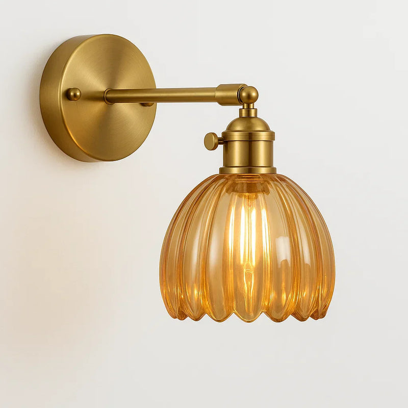 Vintage TulipGlow wall light in a living room, decorative wall lamp in retro floral style