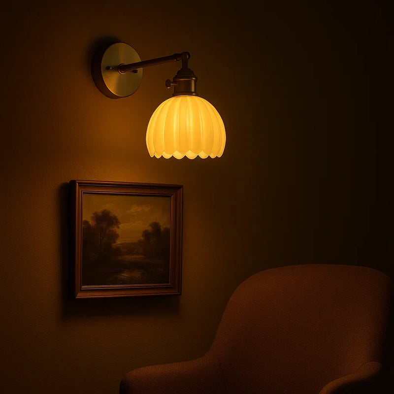 TulipGlow wall light multiple angles, floral design vintage wall lamp