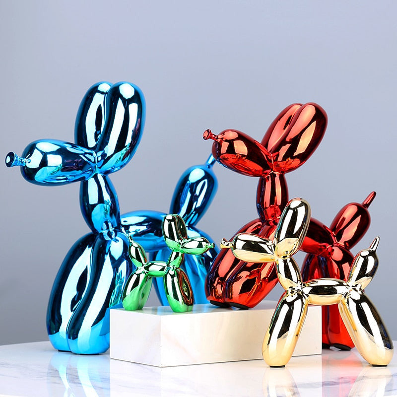 Blue balloon dog sculpture in resin