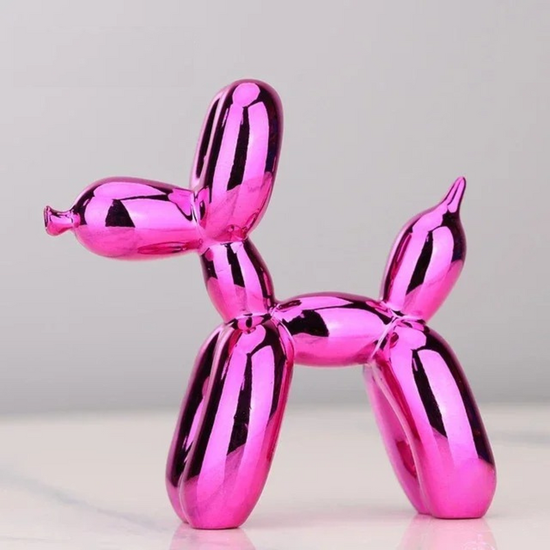 Fuchsia balloon dog sculpture in resin