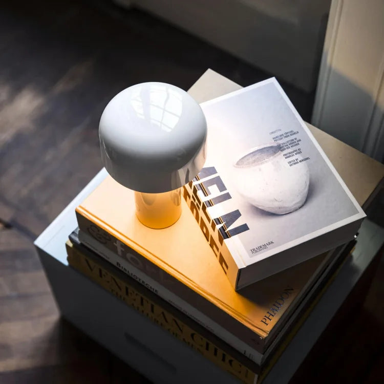 Agari mushroom table lamp, cordless dimmable LED touch light, soft warm glow