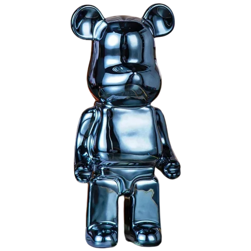 Abstract Bear Sculpture in blue finish modern art figurine showcasing bold blue colour bear figurine statue
