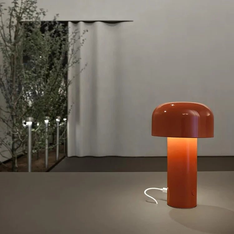 Agari mushroom table lamp, cordless dimmable LED touch light, modern home accent