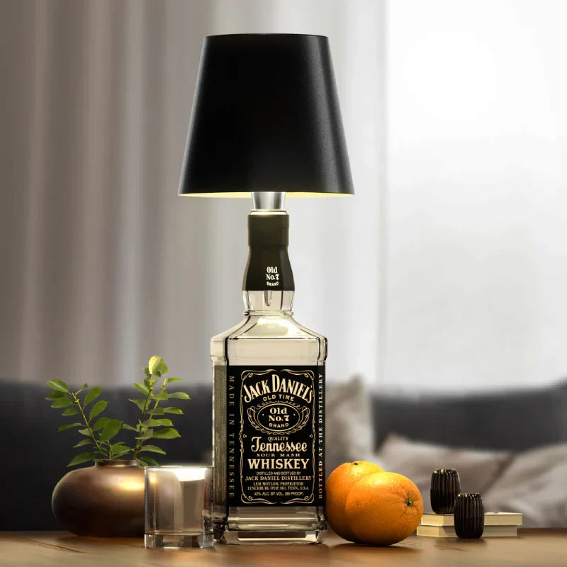 GlowBottle several colours arranged indoors, bottle lamp