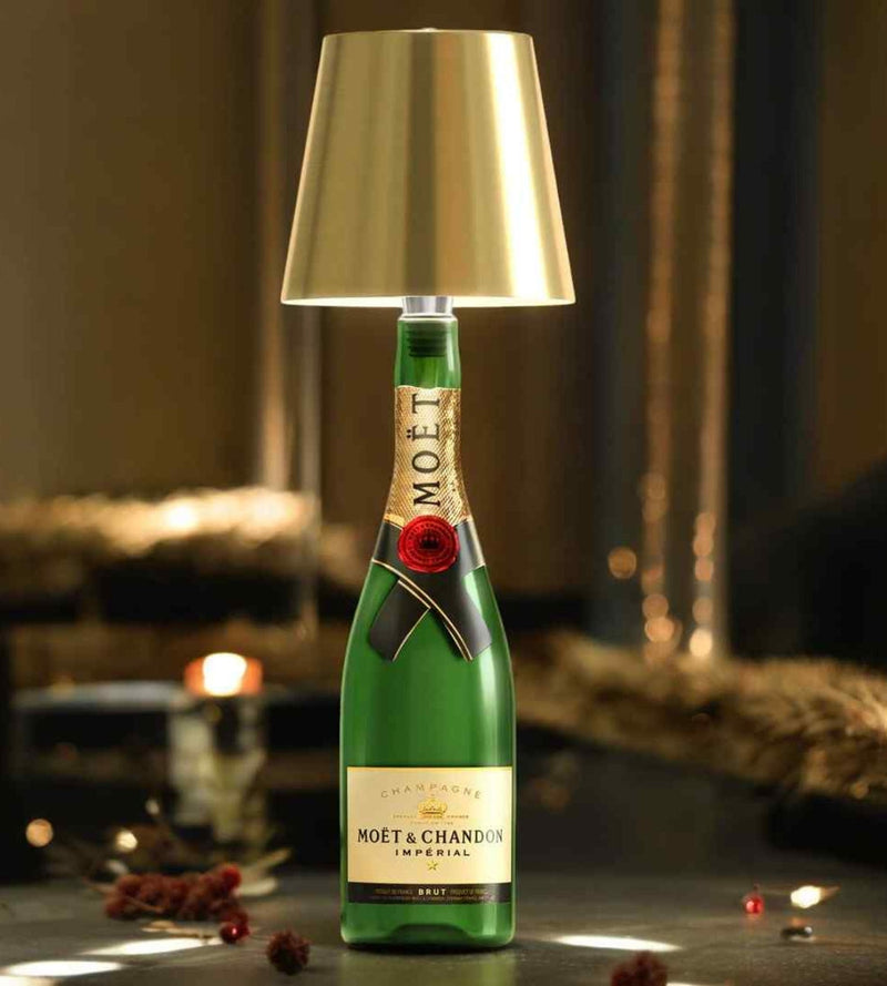 GlowBottle gold on a Moët champagne bottle, cordless bottle lamp