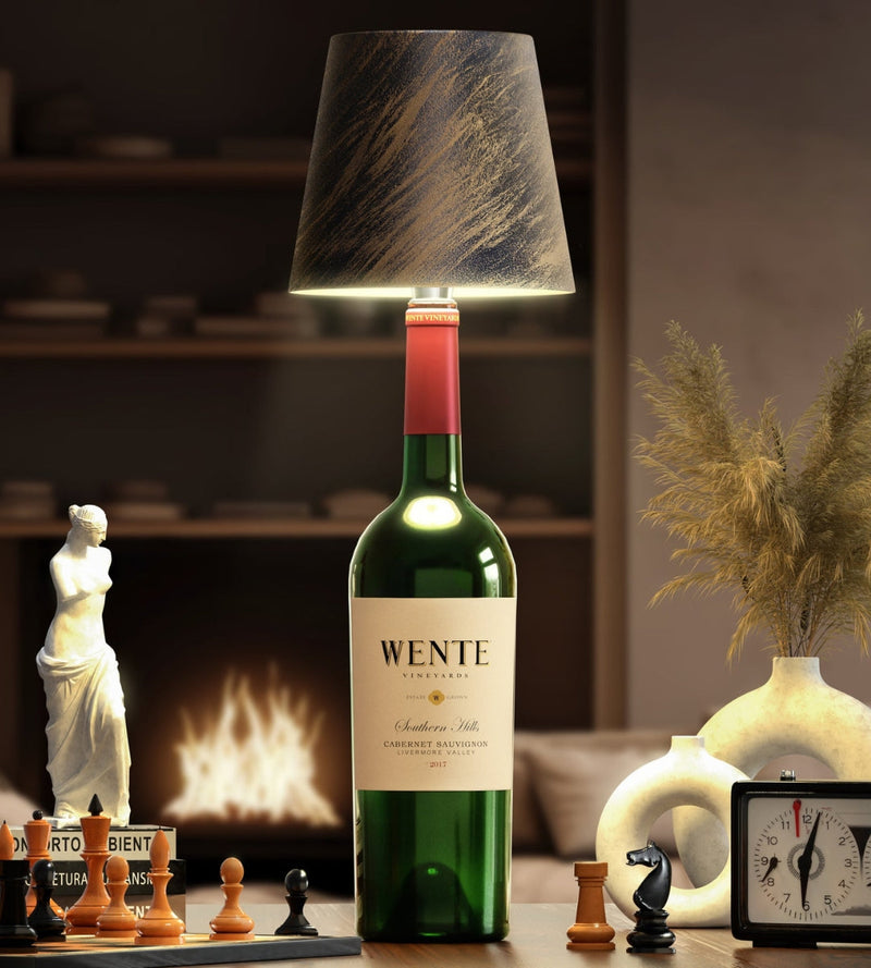 GlowBottle bottle lamp in orange, cordless LED table lamp product view