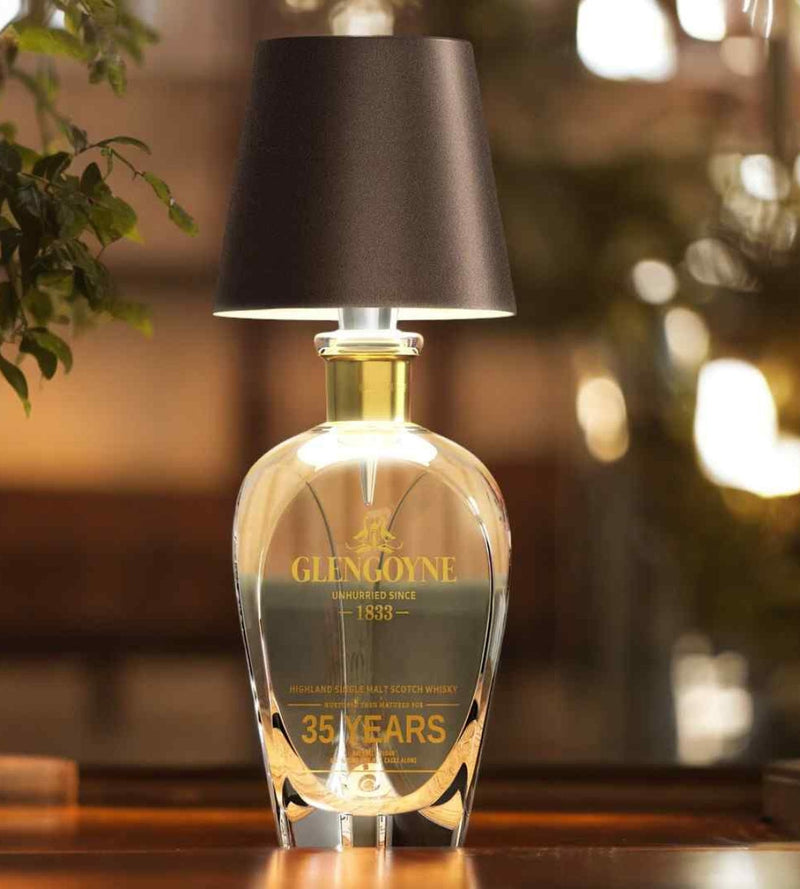 GlowBottle bottle lamp in pink, cordless LED table lamp product view
