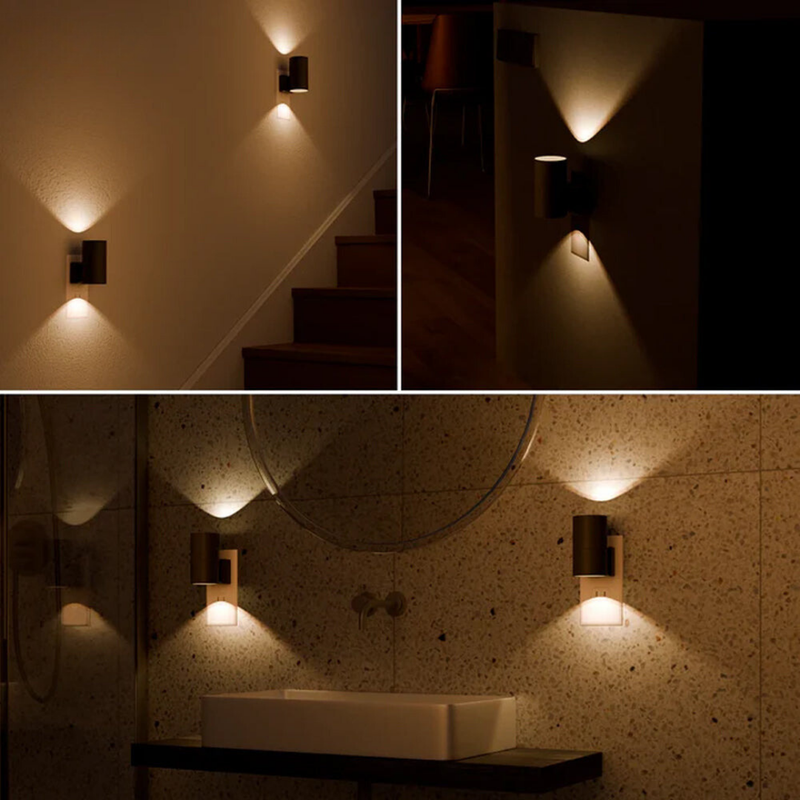 NightLuxe Wall Light | Bauhaus Style Dimmable LED Night Lamp with Dusk to Dawn Sensor close-up bauhaus wall lamp