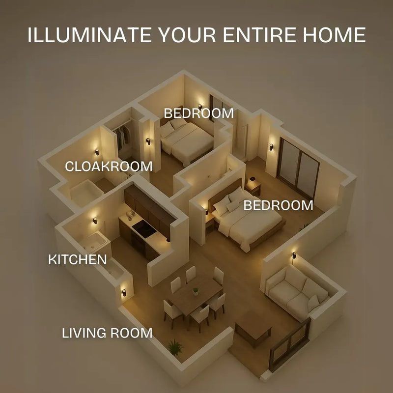 NightLuxe Wall Light illuminating entryway corridor with warm dusk to dawn sensor activated Bauhaus wall lamp glow