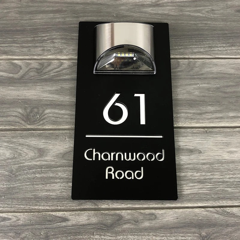 LichtHaus black-silver house number sign