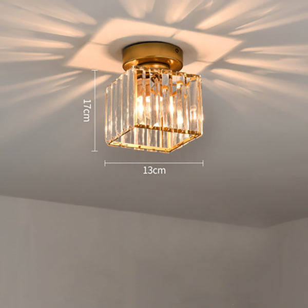 Square Flush Ceiling Light | Modern Gold & Black Crystal Glass Fitting 17cm close-up flush ceiling light modern