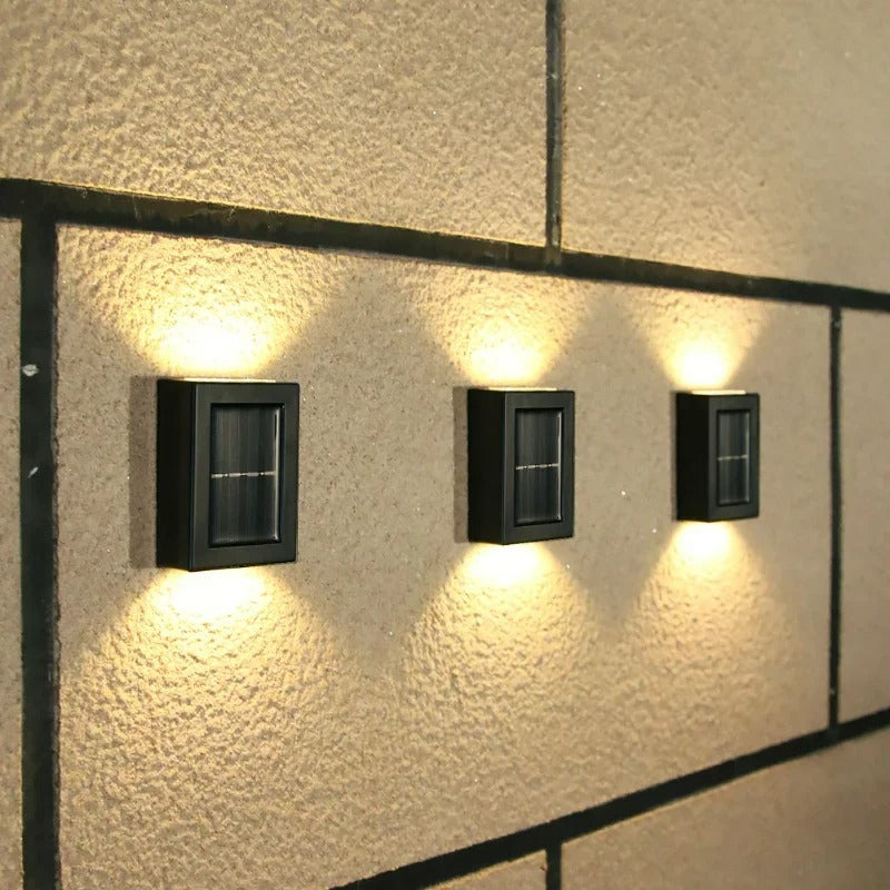 SolarFlare wall light main full view, waterproof solar LED outdoor wall light