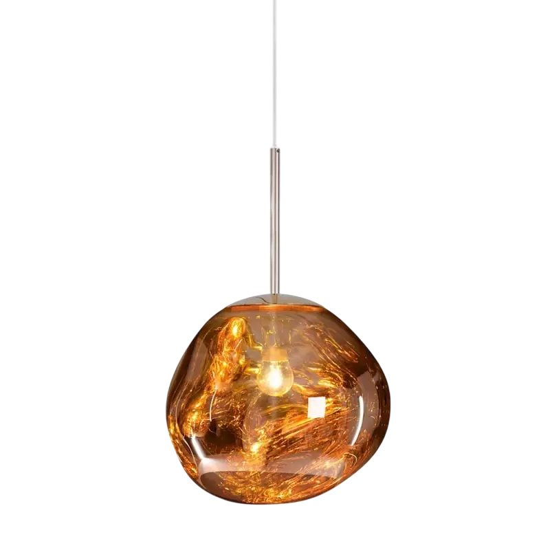 Melt Pendant Light bottom view revealing inner light diffusion and glass texture modern glass pendant light living room