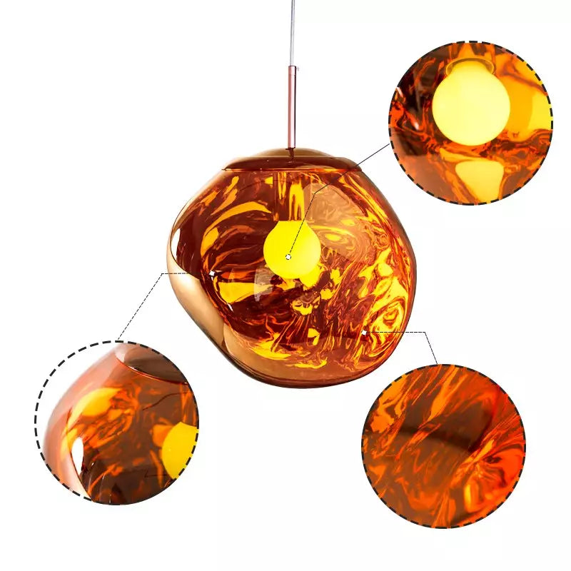Melt Pendant Light | Modern Glass Designer Ceiling Lamp Sculptural Elegant close-up melt pendant lamp