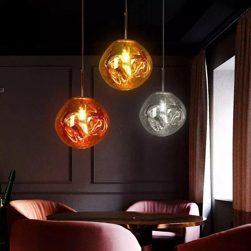 Melt Pendant Light close-up detail of organic flowing glass shade designer ceiling pendant light