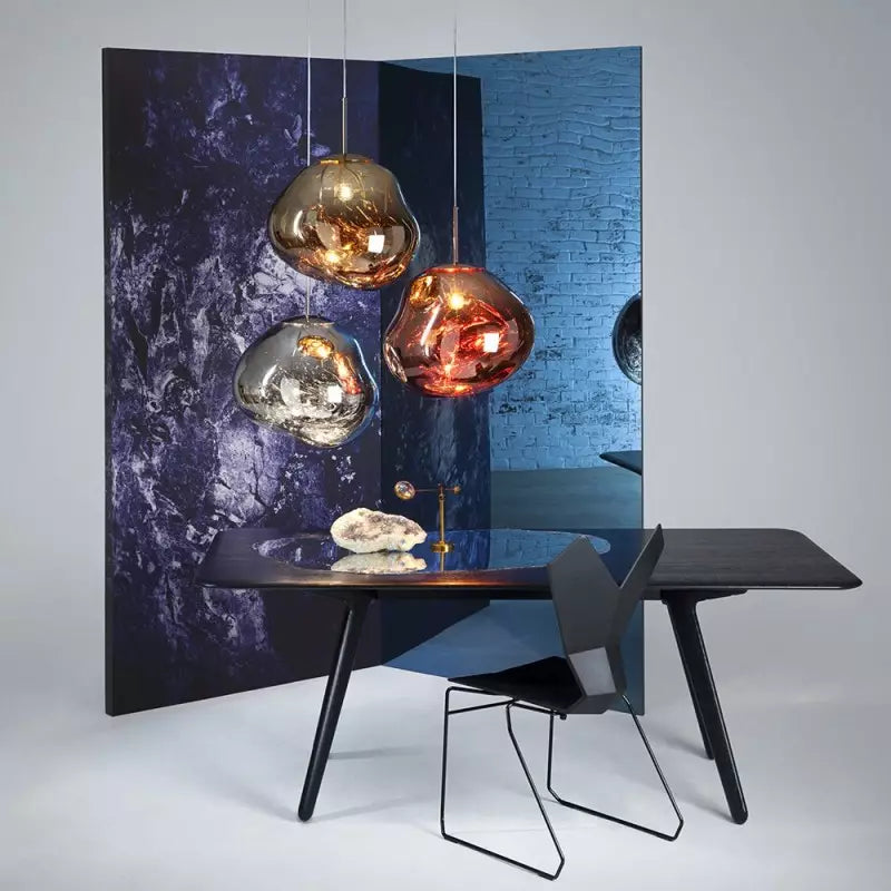 Melt Pendant Light illuminated showing warm ambient glow through textured glass designer ceiling pendant light