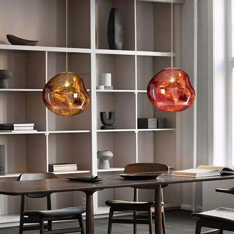Melt Pendant Light hung in a contemporary living room interior modern glass pendant light living room