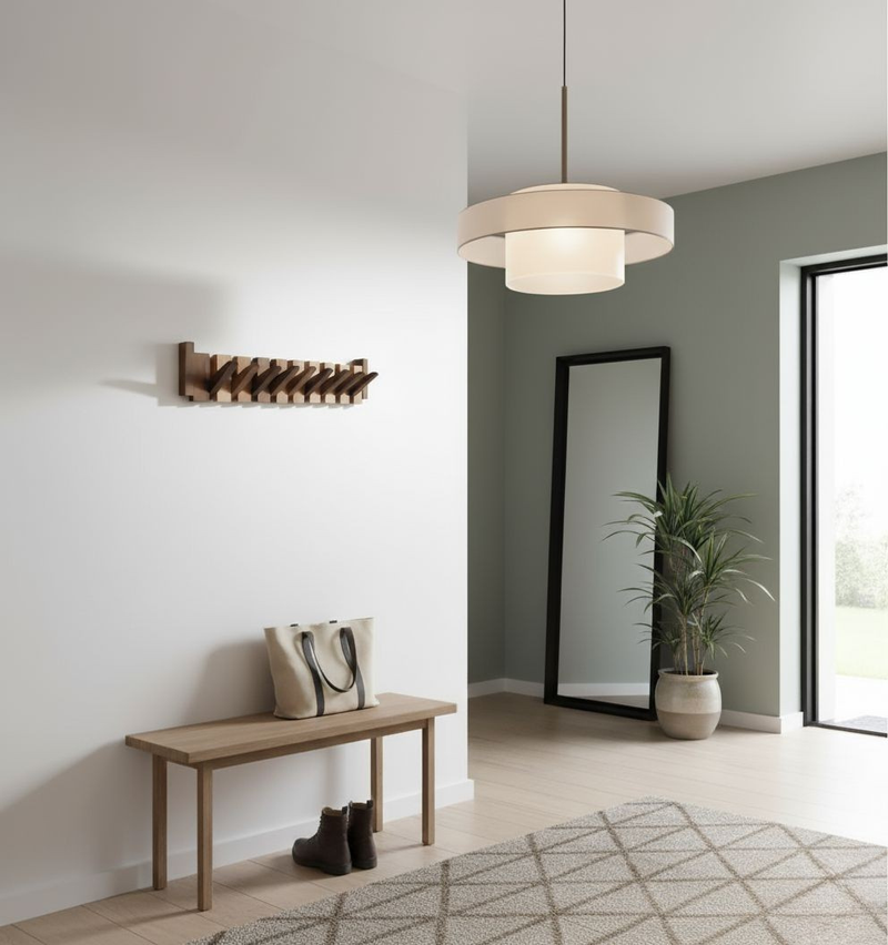 Piano wooden wall coat rack, overview of walnut and beech wood types