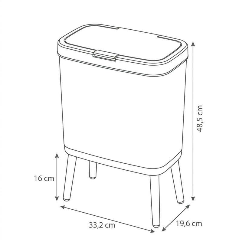 15 Litre Raised Leg Bin | Odour Seal Flip Top Lid Stylish Waste Bin product view 15 litre bin with legs